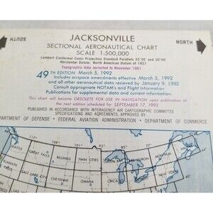 Jacksonville sectional aeronautical chart 1992 vintage